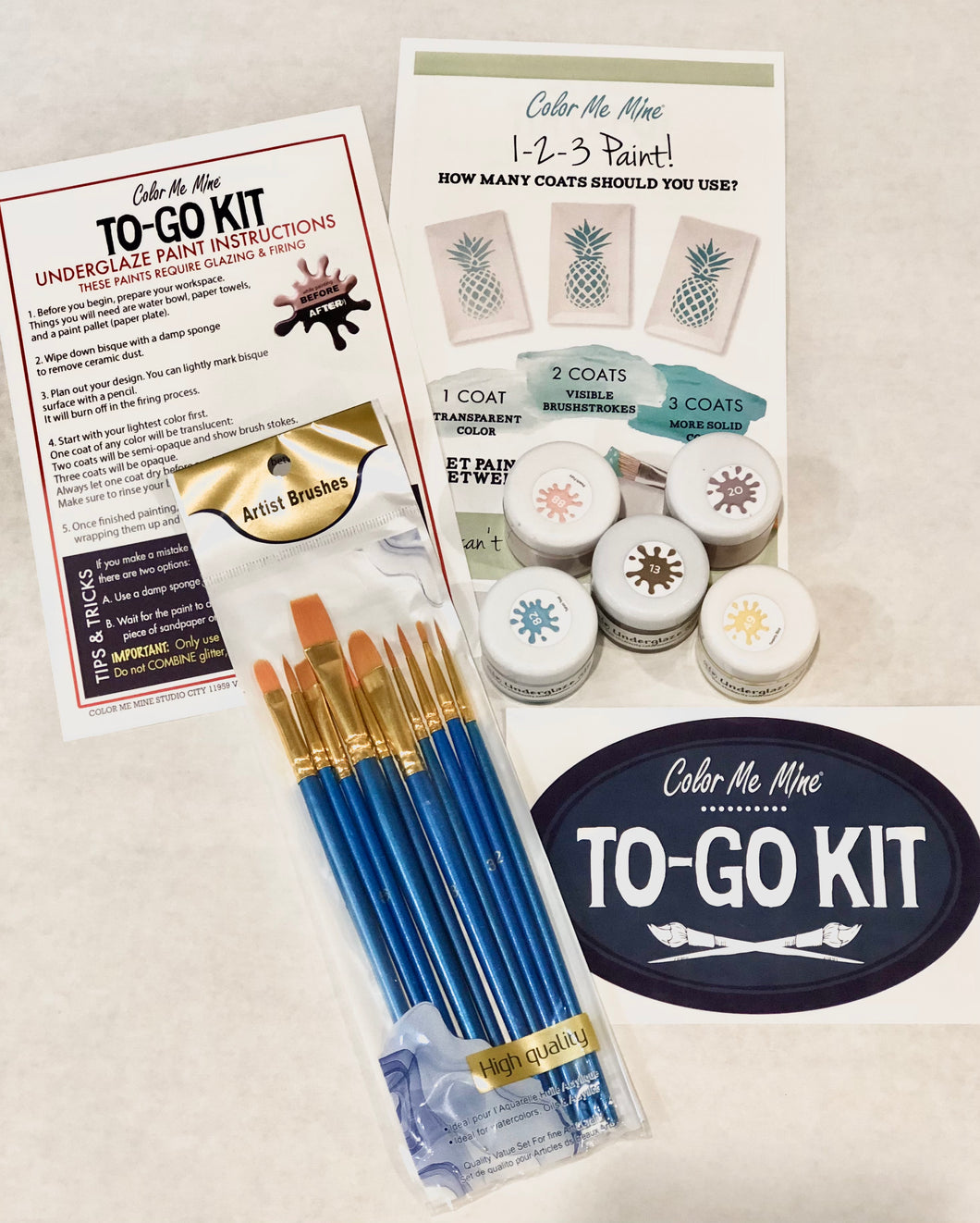 Pottery Paint TO-GO Kit  (choose 5)